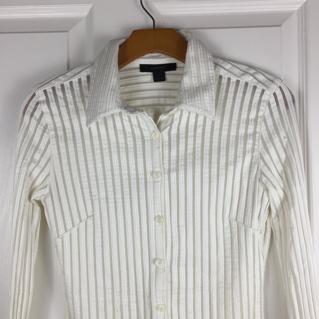 Express Medium Button Down Shimmer Thread Top